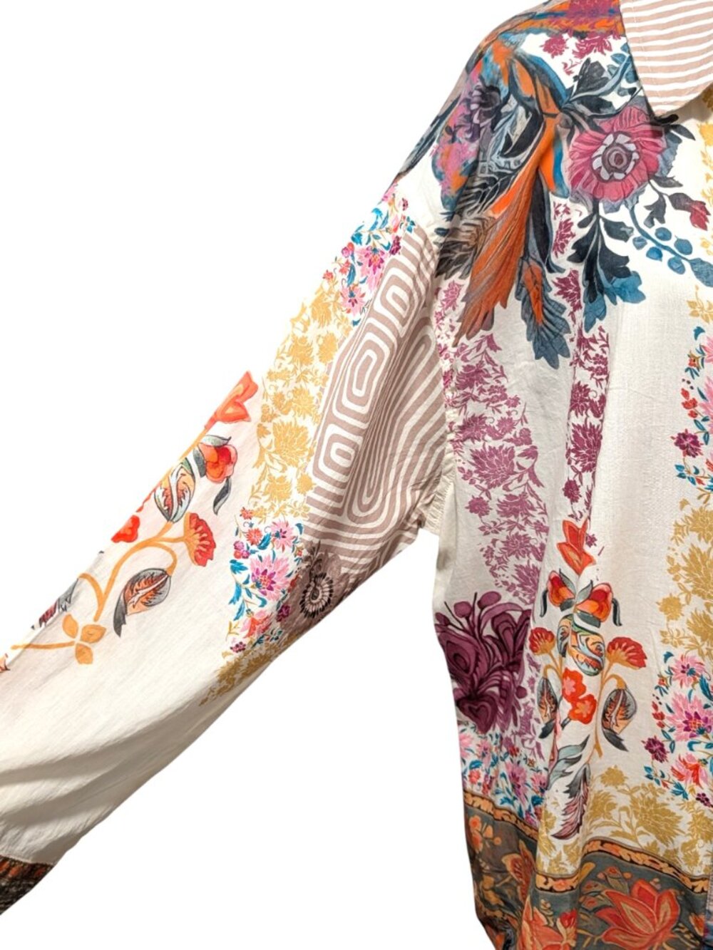 Natural Life Womens NWT Size L Barcelona Floral 100% Cotton Button Up Blouse Top - Picture 5 of 9